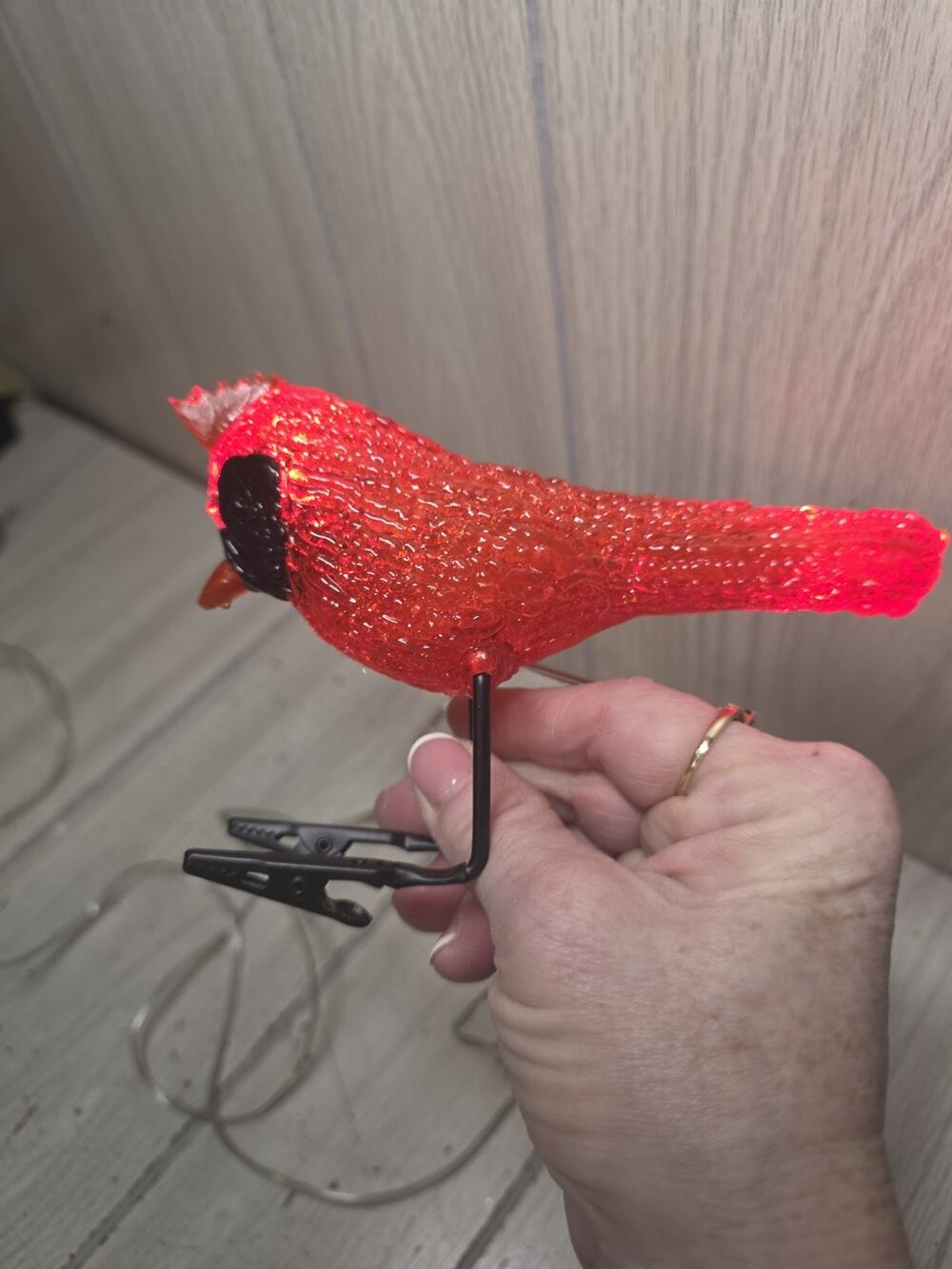 Christmas Cardinal 6" Clipped Feet Light Plug In Night Light Home Decor Holiday